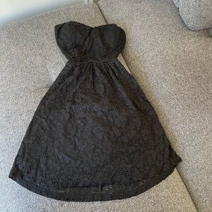 Little Black Lace Strapless Dress